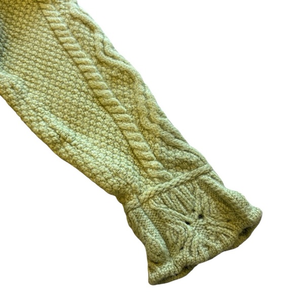 Aran Crafts Cardigan Womens L Green Merino Wool Cable Knit Fisherman Sweater - Picture 5 of 7
